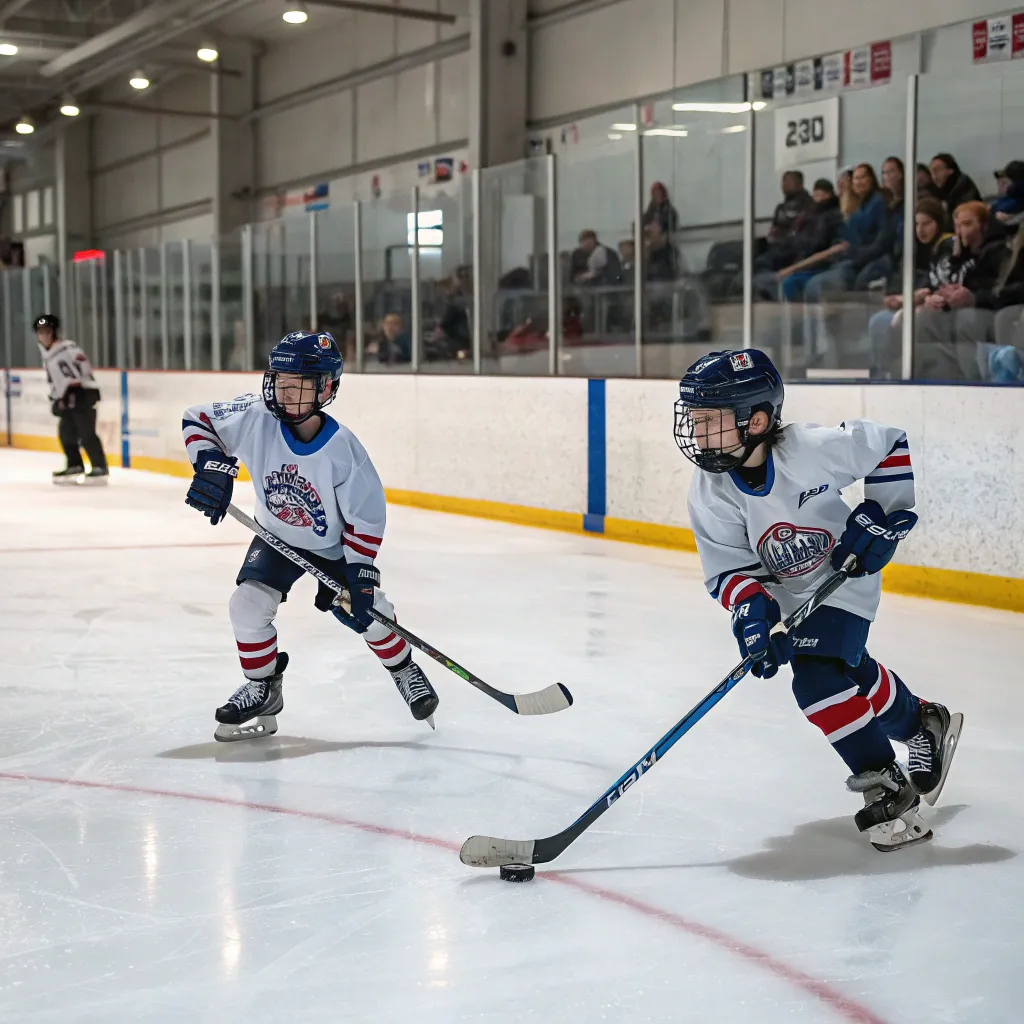 Young hockey players in training